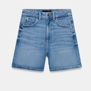 Zara Light Blue High-Waist Denim Shorts